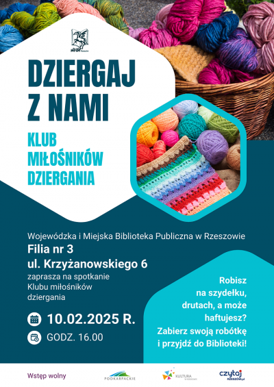 Grafika promująca spotkanie Dziergaj z nami 4